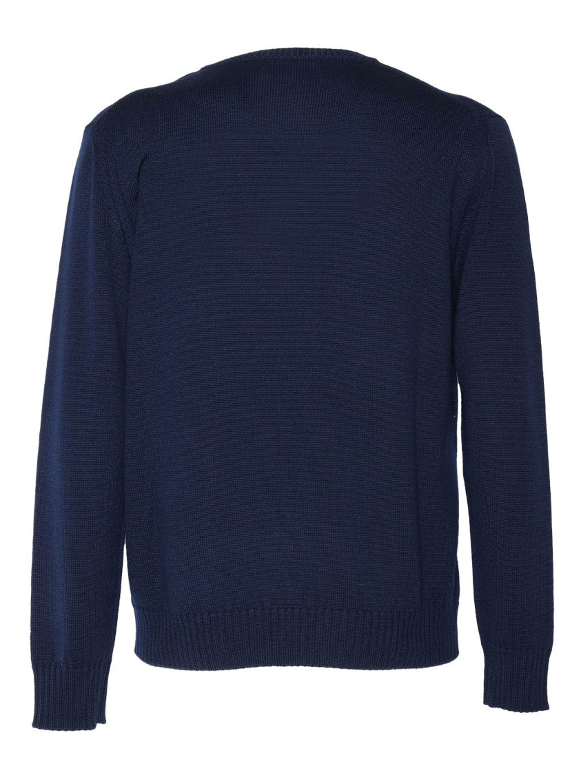 Ballantyne Round Neck Pullover Sweater In Fine Knit Wool