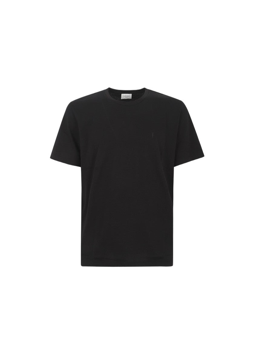 Saint Laurent Classic Black T-Shirt With Tonal Logo Detail