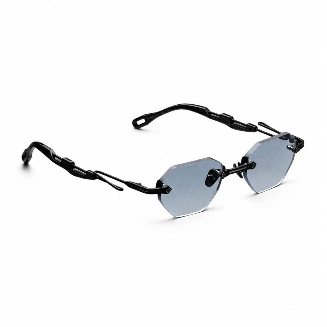 Capote Eyewear Black C36 Rimless Paper Clip Metal Sunglasses