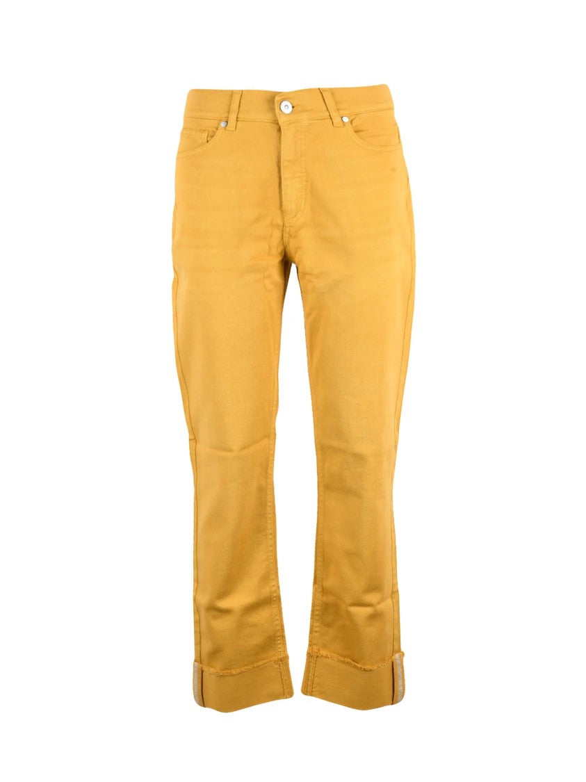 Panicale Yellow Slim-Fit Stretch Cotton Chino Pants