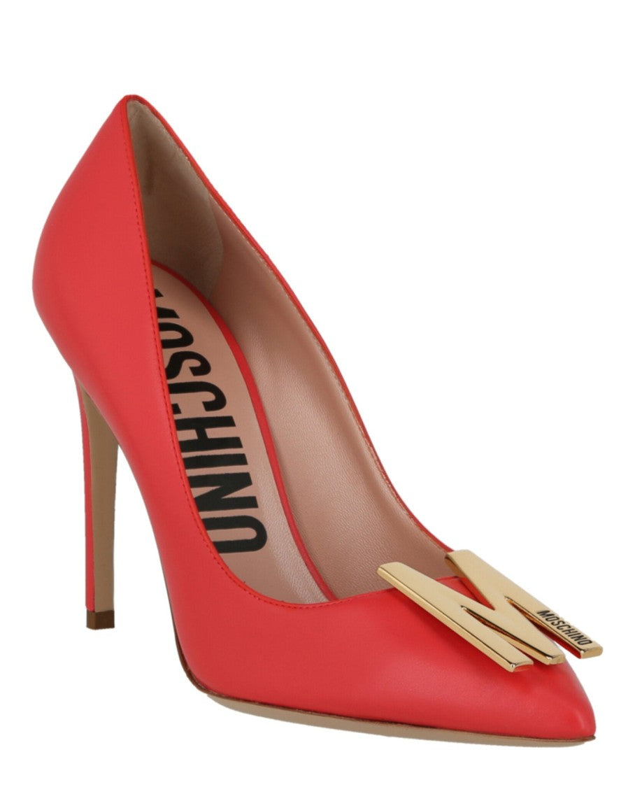 Moschino Gold-Tone Logo Pump