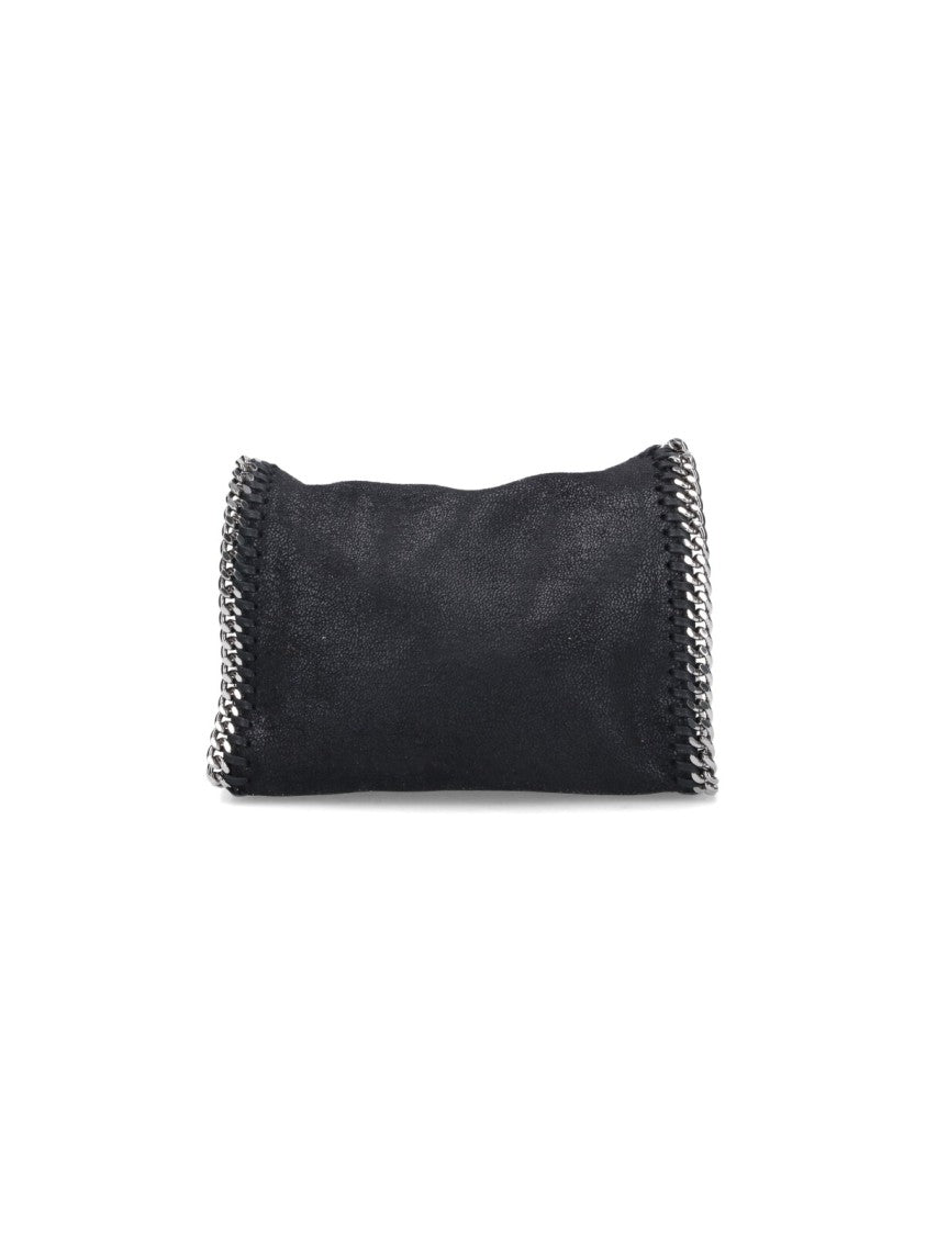 Stella Mccartney Textured Black Silver Chain Fabric Tote Bag