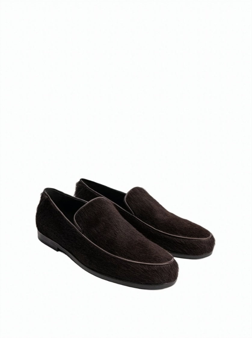 Poeve Nida Dark Brown Pony Hair Leather-Lined Moccasins