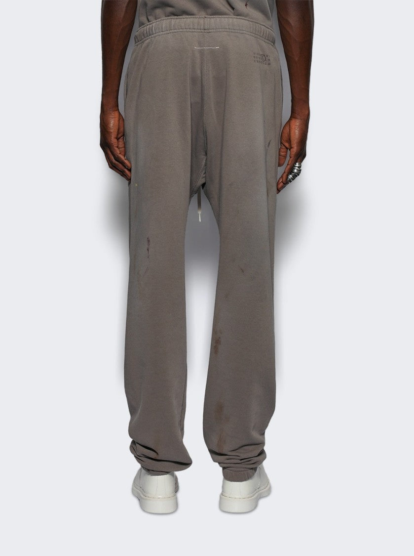 Mm6 By Maison Margiela Relaxed Fit Taupe Pants With Drawstring And Splatter Design