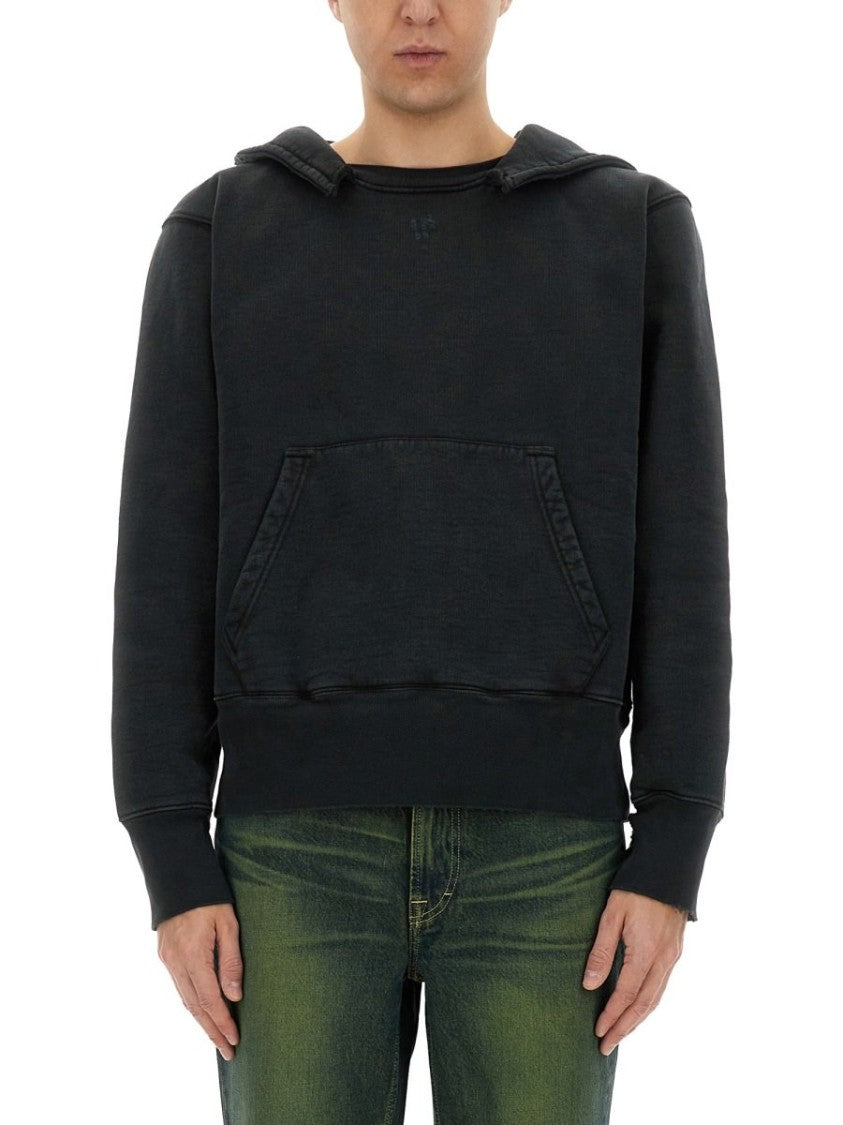 Our Legacy Boxy Cropped Hooded Sweatshirt With Kangaroo Pocket