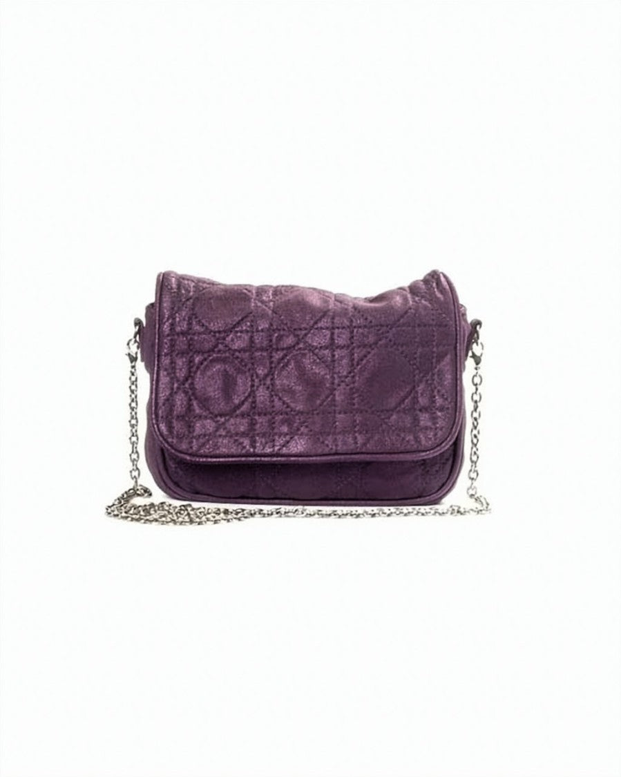 Gucci Violet Cannage Laminated Fabric Clutch
