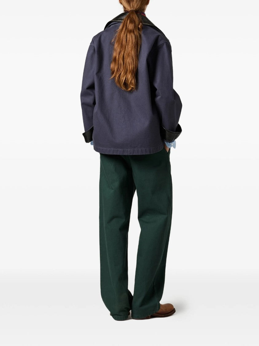 Miu Miu Deep Green Wide-Leg Relaxed Cotton Pants