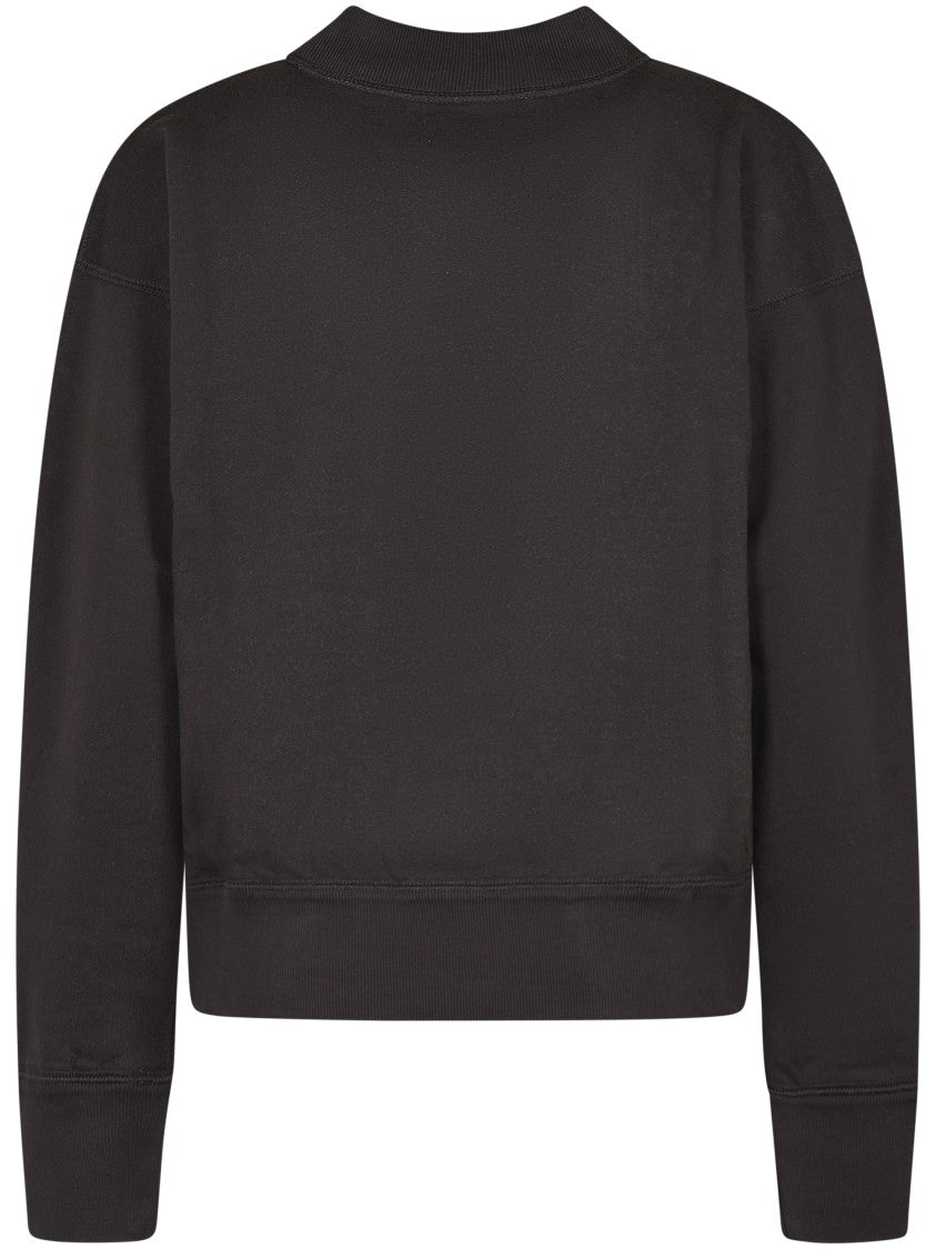 Isabel Marant Étoile Cropped Sweater With Bold Logo Design And Ribbed Cuffs