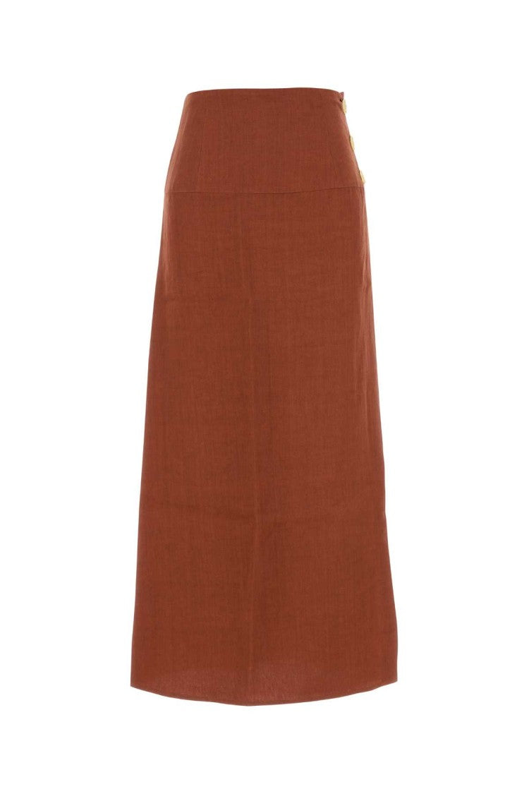 Le Kasha Brick Linen Haifal Skirt