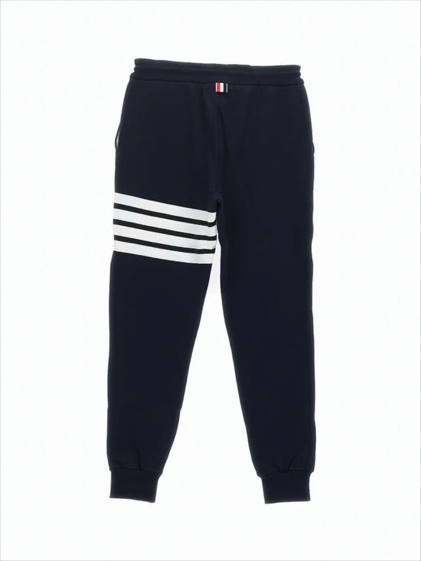 Thom Browne Tapered Black Jogger Pants With Ribbed Cuffs