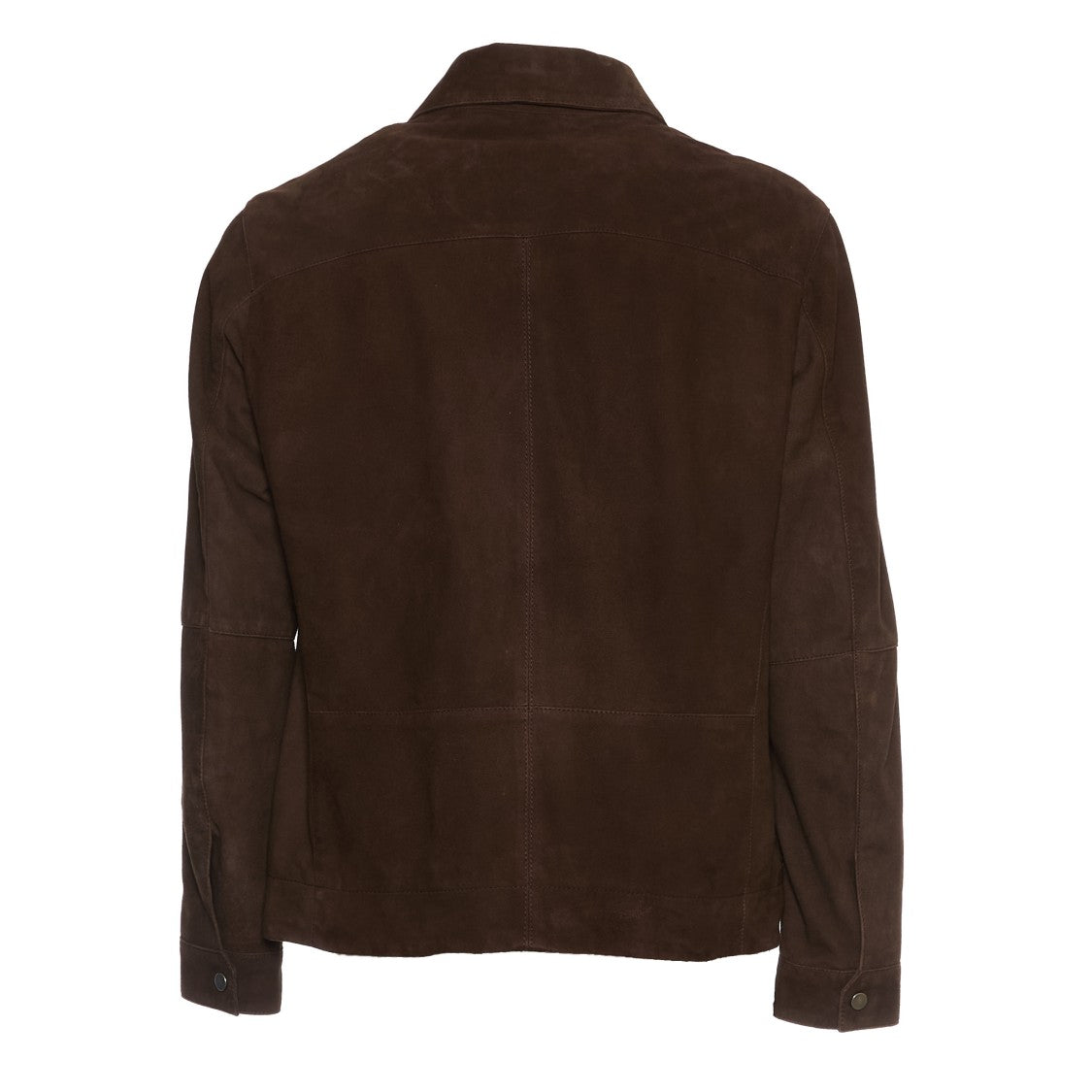Amaranto Cacao Leather Jacket With Button-Down Collar