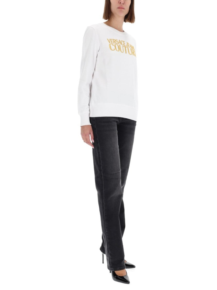 Versace Jeans Couture White Bold Gold Logo Sweatshirt