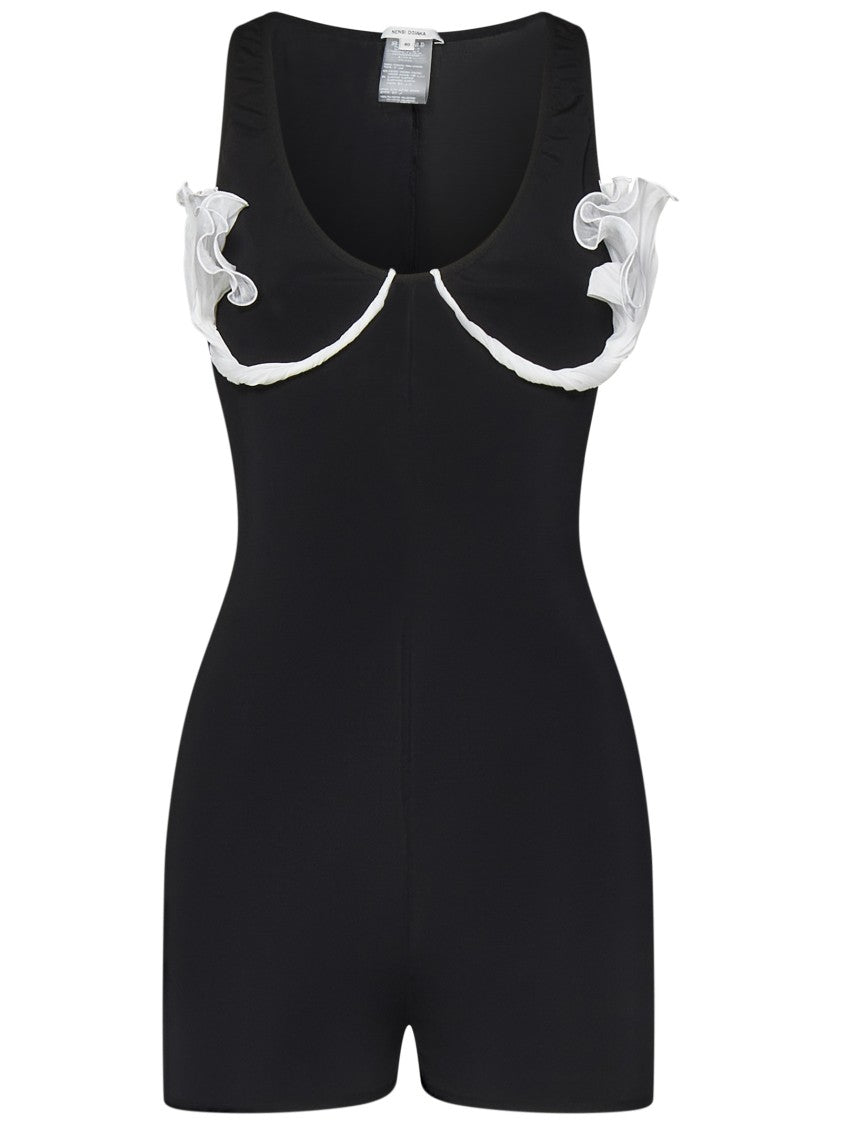 Nensi Dojaka Black Jumpsuit With 3D Floral Appliqués