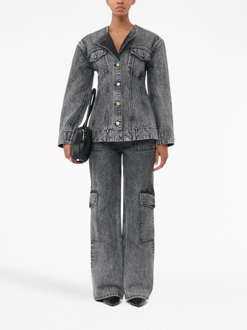 Ganni Mid-Rise Wide-Leg Denim Jeans