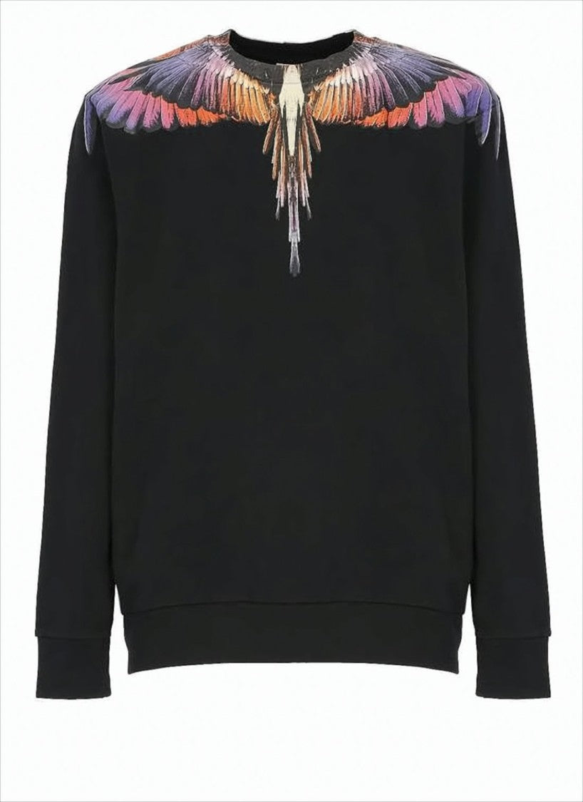 Marcelo Burlon Black Sweatshirt With Colorful Bird Wing Print