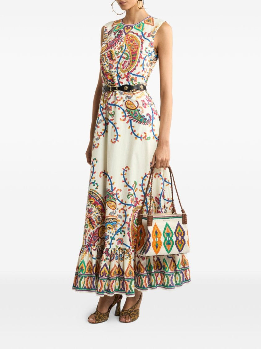 Etro Multicolour Maxi Dress With Ruffled Hem