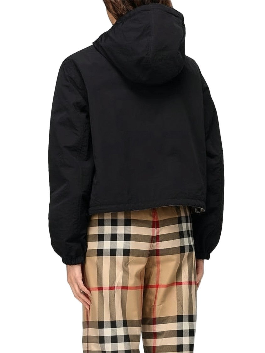 Burberry Reversible Check Cropped Jacket With Hood