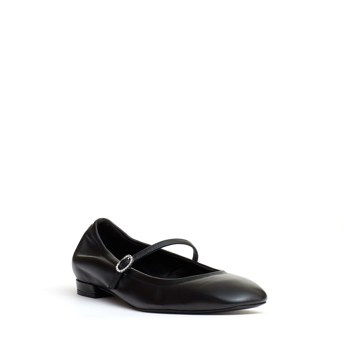 Stuart Weitzman Ballerina With Strap Black Leather
