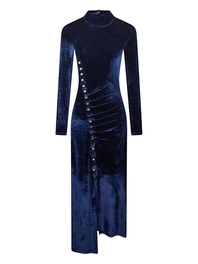 Rabanne Deep Blue Velvet Midi Dress