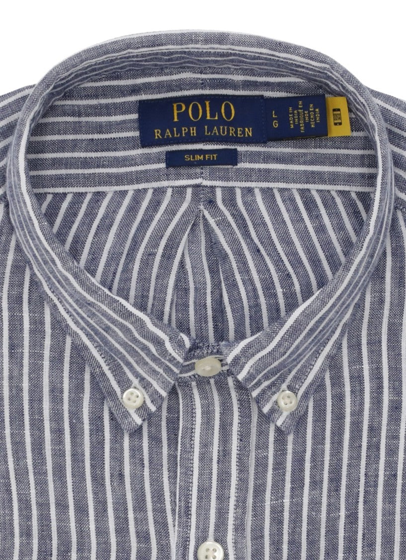 Polo Ralph Lauren Blue Striped Pony Linen Shirt
