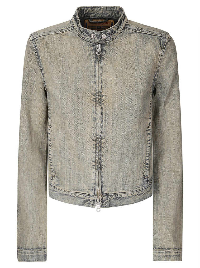Diesel Faded Denim Jacket With Stand Collar