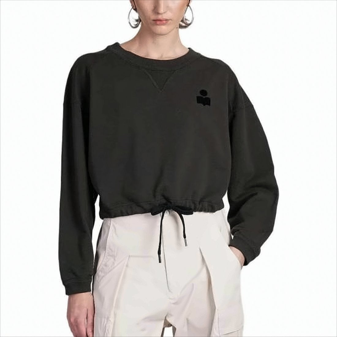 Isabel Marant Relaxed-Fit Black Long-Sleeve Top With Drawstring Hem