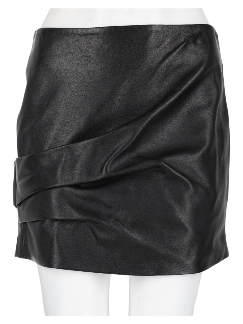 Isabel Marant Short Fitted Lamb Leather Skirt With Draped Detailing
