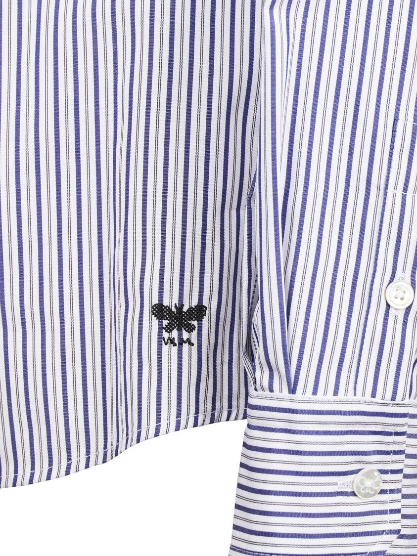 Max Mara Vertical Striped Button-Up Shirt With Embroidered Detail