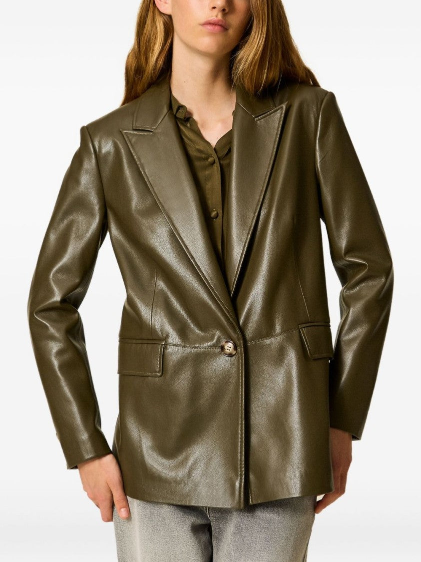 Twinset U&B Tailored Green Jacket With Structured Silhouette