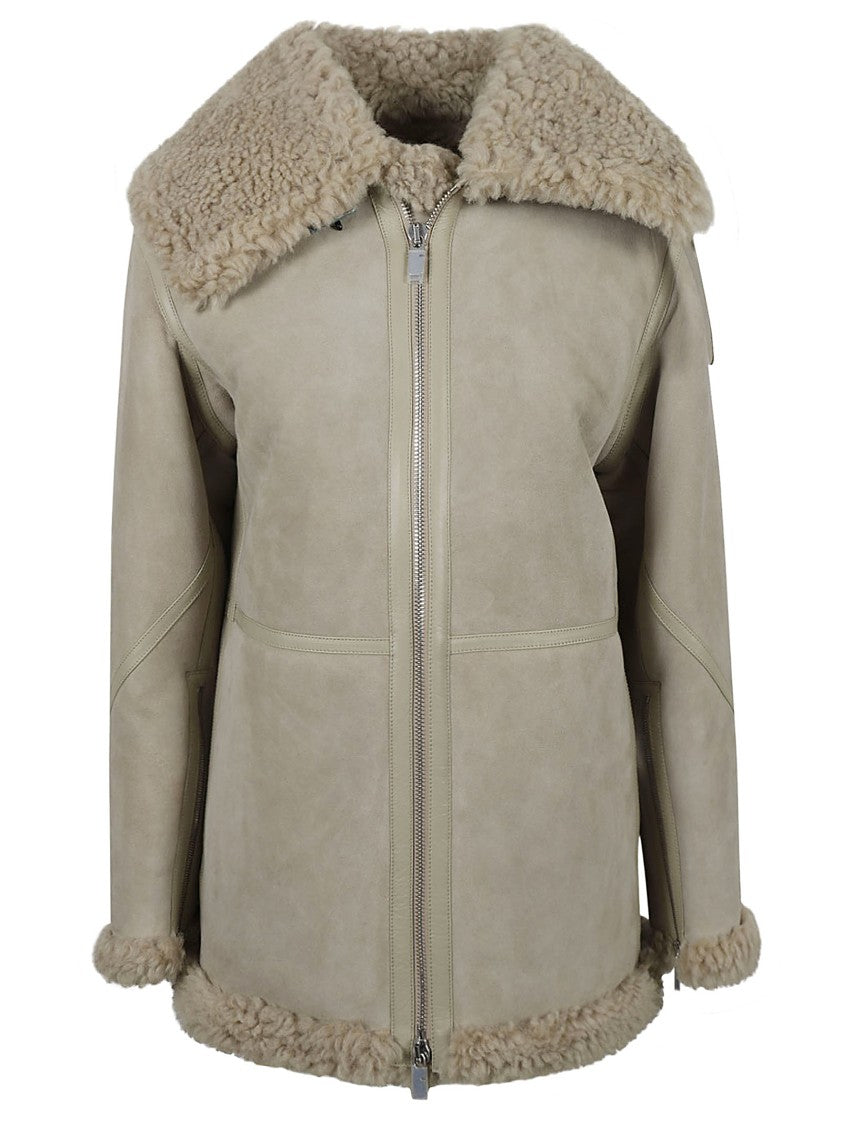 Burberry Lamb Shearling Coat With Textured Collar