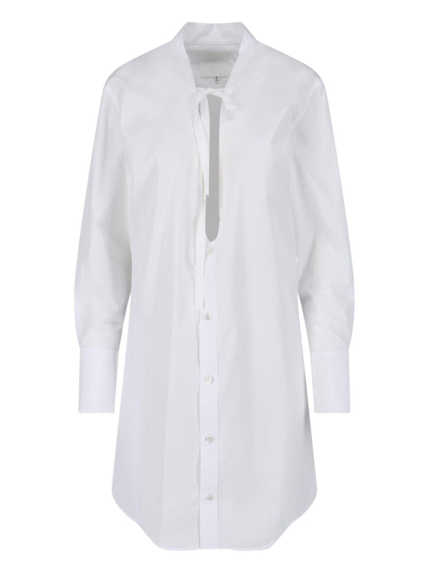 Maison Margiela White Poplin Front Tie Mini Dress