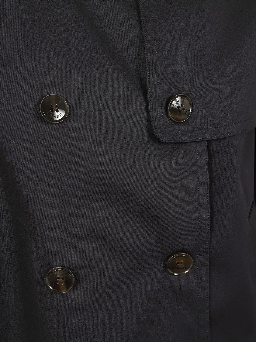 Herno Cotton Gabardine Hooded Trench Coat