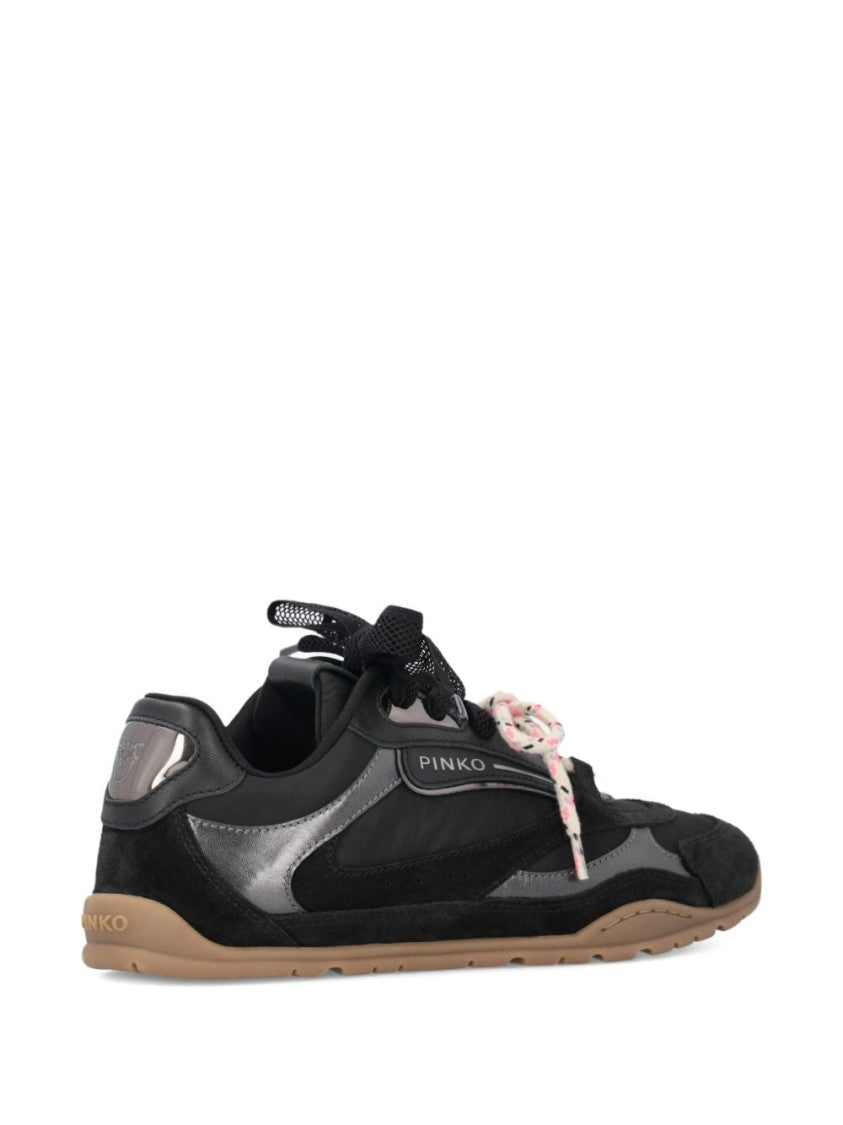 Pinko Sleek Black Flat Shoes With Metallic Accents