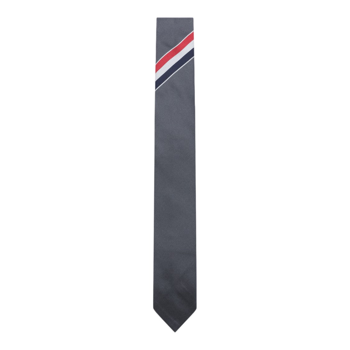 Thom Browne Narrow Textured Tie With Diagonal Stripe Detail