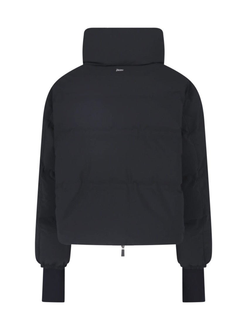 Herno Black Zip High-Neck Down Jacket