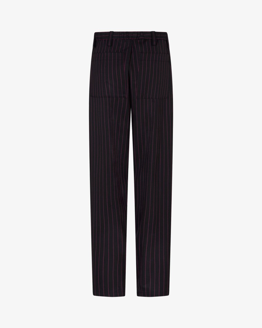 Serena Bute Wool Pinstripe Utility Trouser - Black/Pink