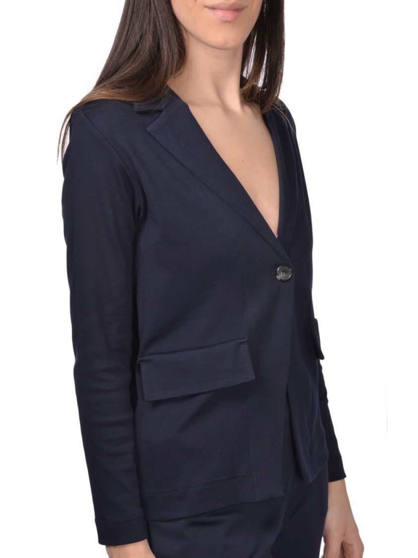 Gran Sasso Blue Giacchina Tailored Cotton V-Neck Jacket