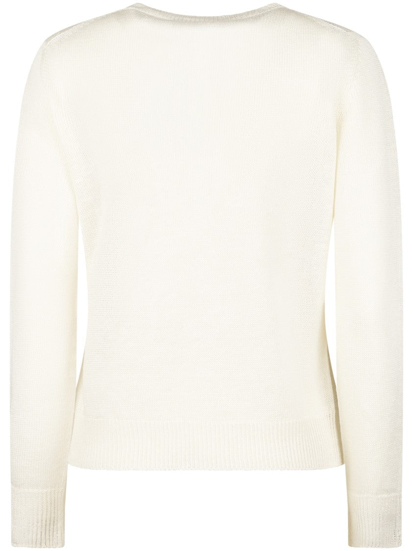 Max Mara Long-Sleeved Linen Top With Ribbed Detailing