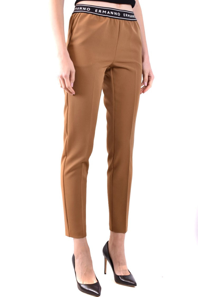 Ermanno Scervino Tapered Green Trousers Logo Waistband Fit