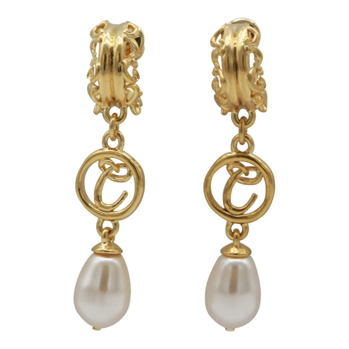 Chloé Gold-Tone Clip-On Earrings With Pearl Drops