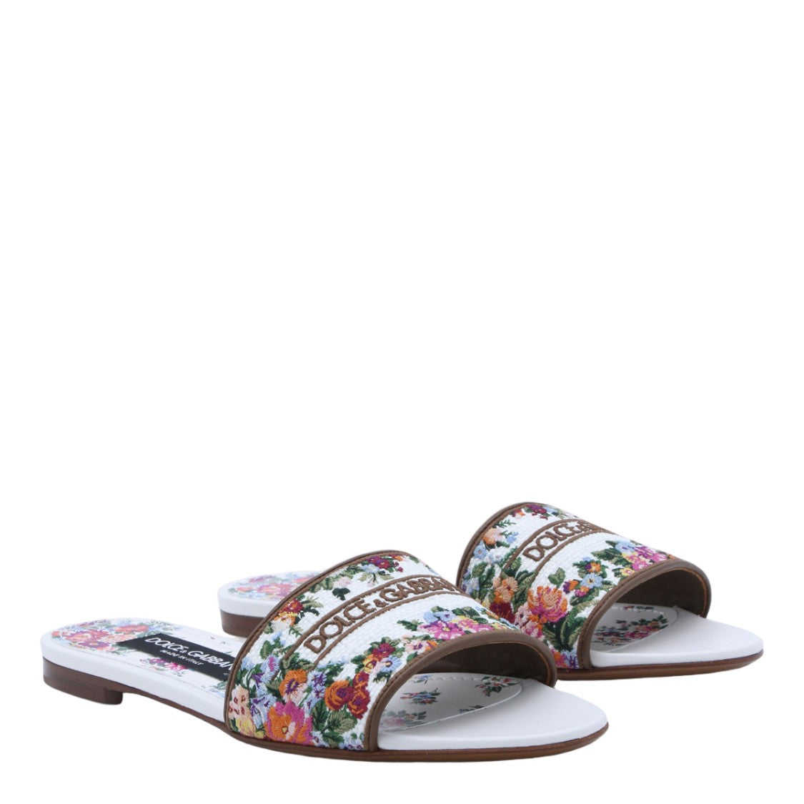Dolce & Gabbana Floral-Embroidered Slide Flats