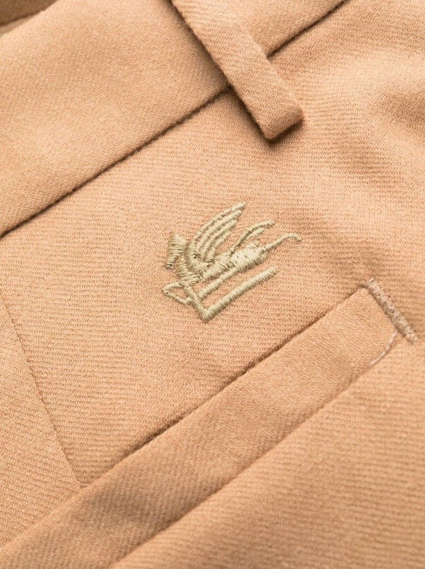 Etro Tailored Fit Casual Trousers With Embroidered Detail
