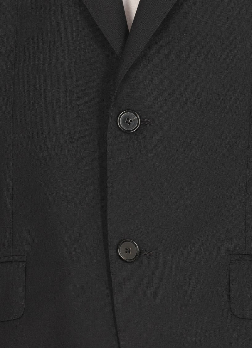 Caruso Black Manon Peak Lapel Wool Suit