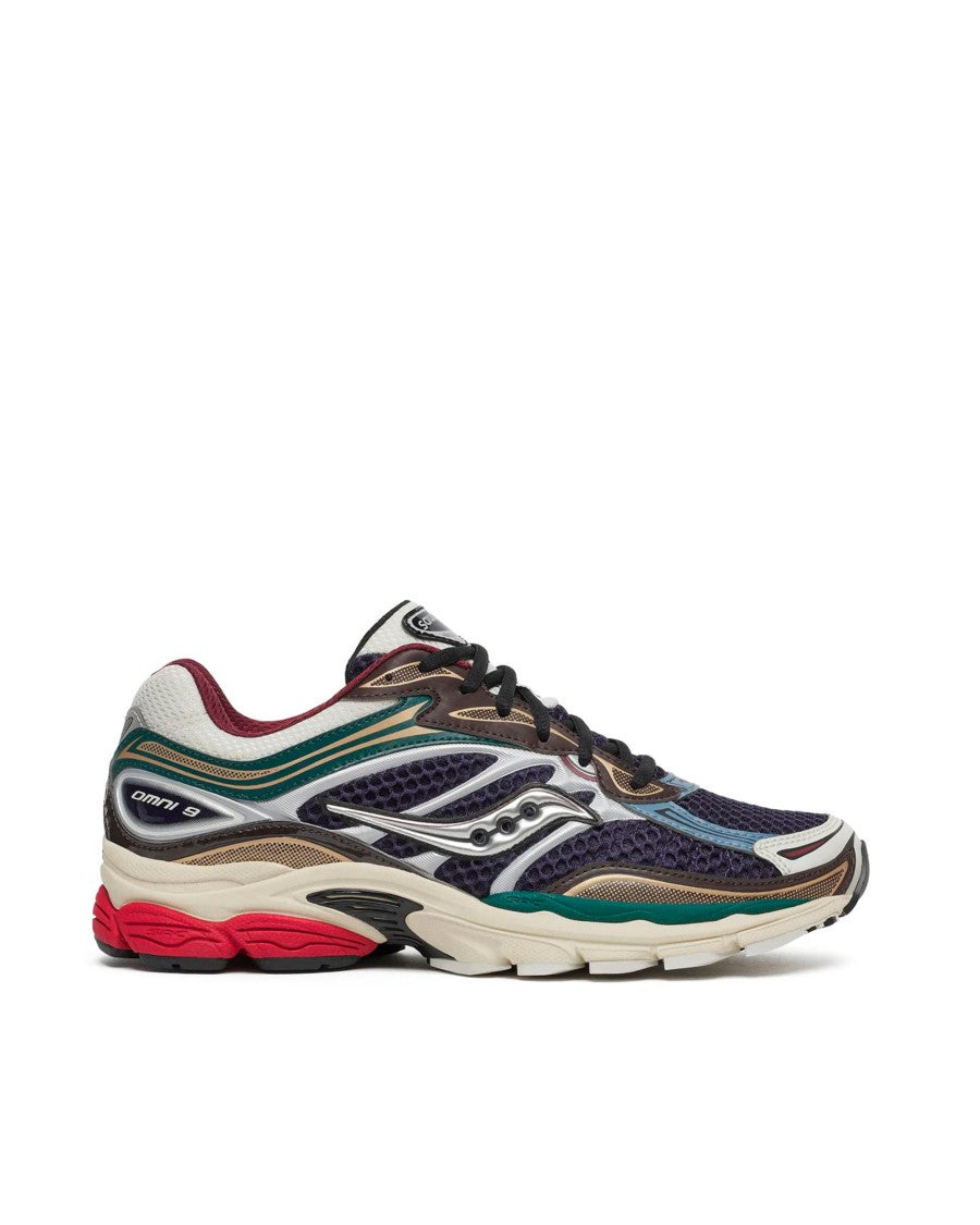 Saucony Naval Progrid Omni 9 Mesh Suede Technical Sneakers