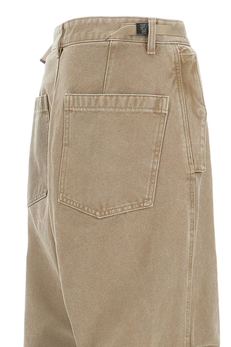 Wooyoungmi Cotton Wide-Leg Trousers With Adjustable Double Buckle Waistband