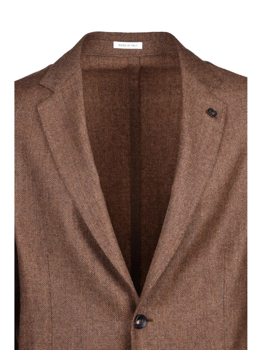 Breras Milano Brown Rounded Virgin Wool Jacket