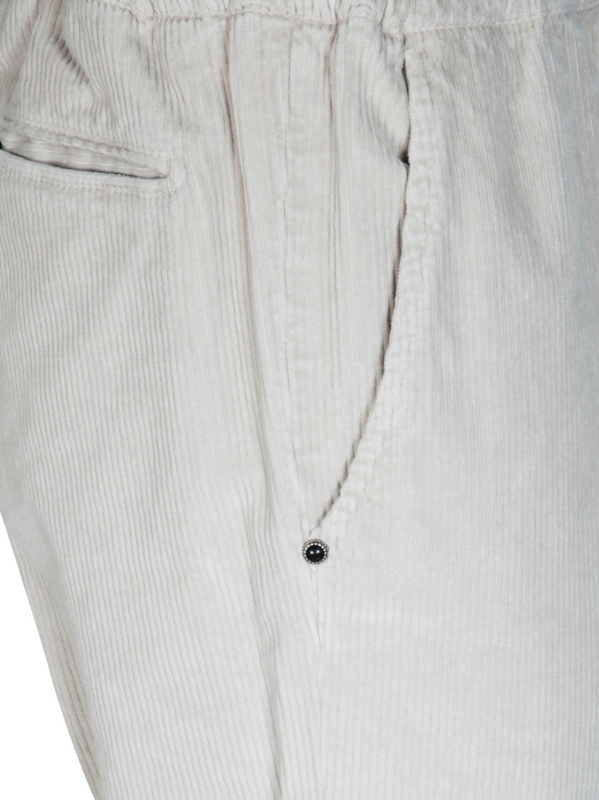 White Sand Ribbed Belted Corduroy Chino Pants