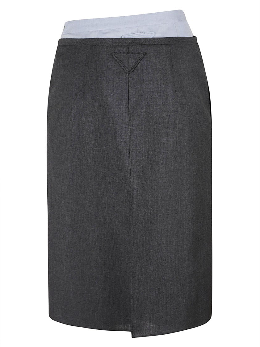 Prada Tailored Grey Mohair Chambre Mini Skirt