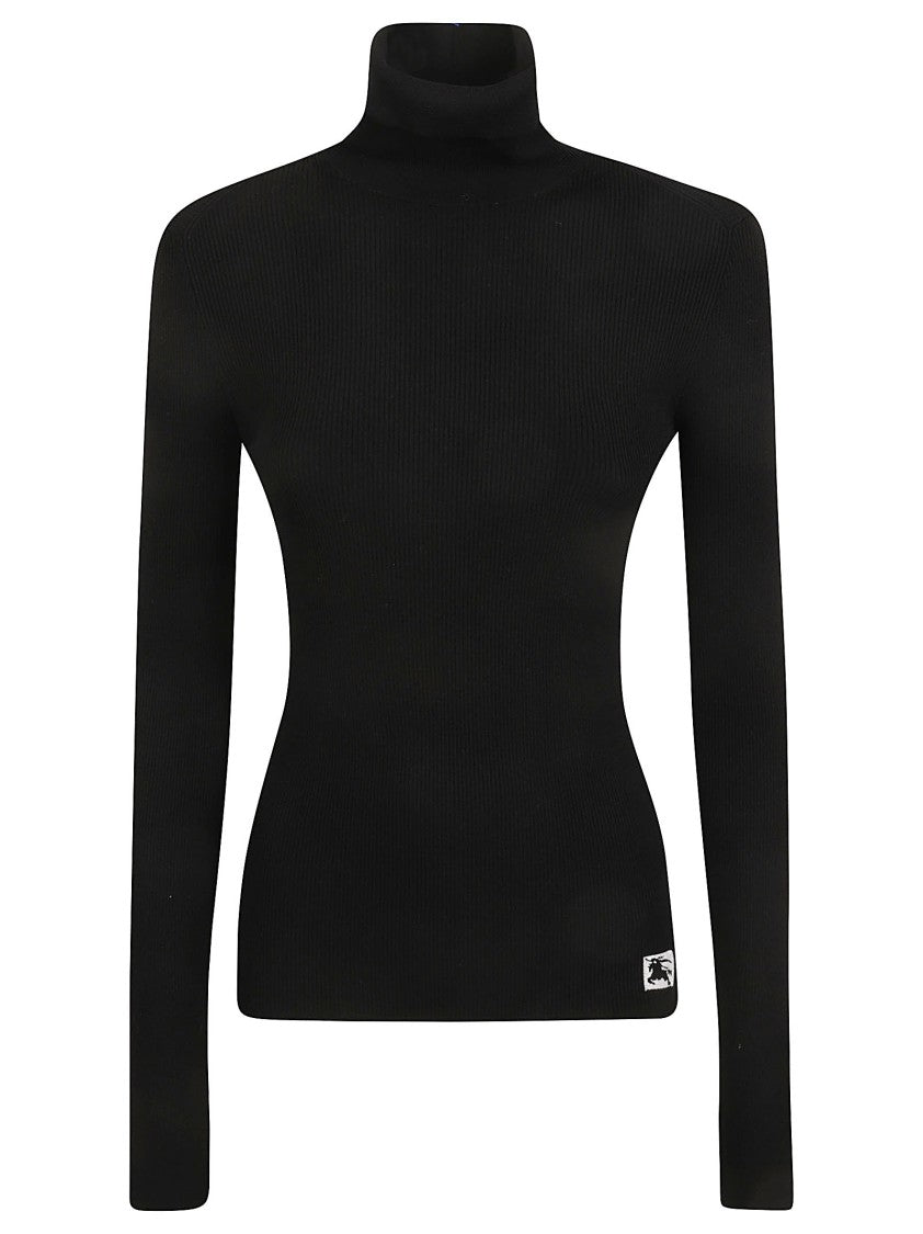 Burberry Fitted Black Sweater With High Neck