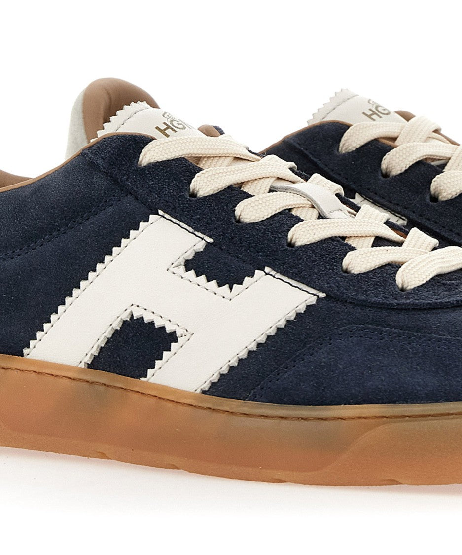 Hogan Navy Suede Sneakers With Contrasting Logo